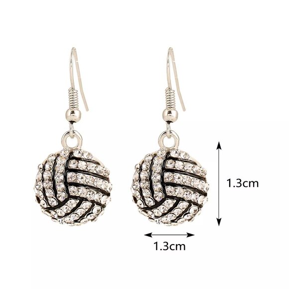 NEW! SPARKLING Rhinestone VOLLEYBALL Drop Earrings - CHARMING SPORTS - Picture 4 of 6